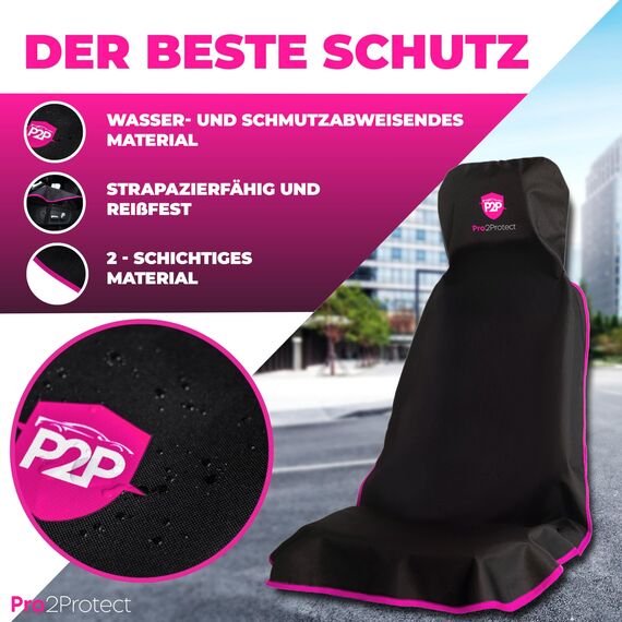 Pro2Protect® [2X Test SEHR GUT Autositzschoner Vordersitze | WASSERDICHT | 2er Set | Autositzbezüge Sitzauflage Sitzbezüge Auto | Schonbezug vorne, Autositzauflage Sitzschoner Auto Zubehör Innenraum