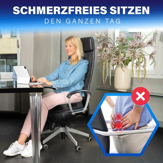 Healthfix® Orthopädisches Sitzkissen für Büro, Homeoffice & Co.- Ergonomisches Sitzen aus Memory Foam mit entlastender Funktion des Steißbeins und der Sitzknochen |Erhöht Sitz-Komfort (Medium)