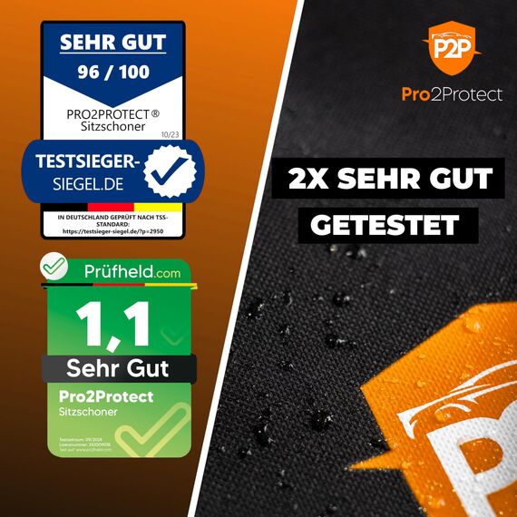 Pro2Protect® [2X Test SEHR GUT Autositzschoner Vordersitze | WASSERDICHT | 2er Set | Autositzbezüge Sitzauflage Sitzbezüge Auto | Schonbezug vorne, Autositzauflage Sitzschoner Auto Zubehör Innenraum