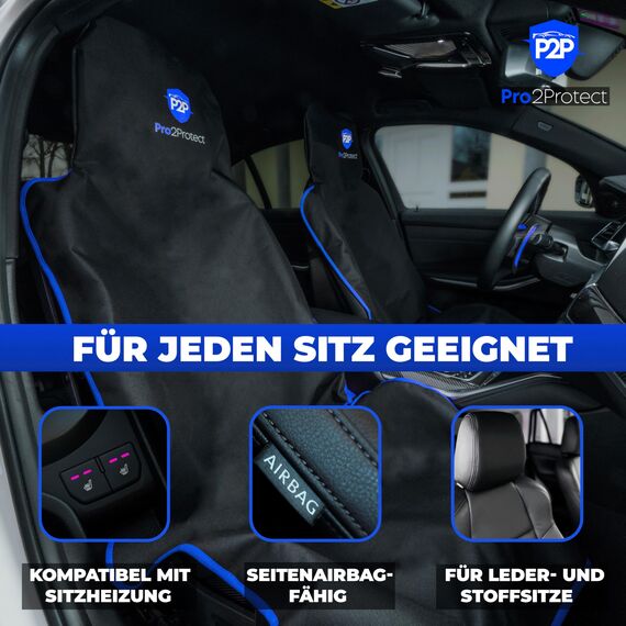 Pro2Protect [2X Test SEHR GUT] Autositzschoner Vordersitze | WASSERDICHT | 1er Set | Autositzbezüge Sitzauflage Sitzbezüge Auto | Schonbezug vorne Autositzauflage Sitzschoner Auto Zubehör Innenraum