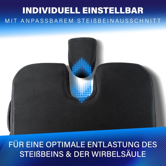 Healthfix Auto-Keilkissen – ergonomisches orthopädisches Sitzkissen fürs Auto, rutschfest & waschbar – Memory-Foam, Härtegrad - Medium (70–95 kg)