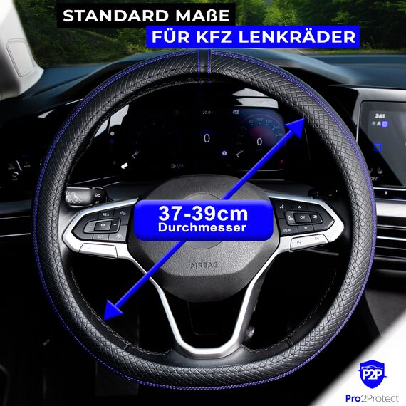 [ 2X Test SEHR GUT ] Pro2Protect Lenkradbezug Leder | Auto Zubehör Innenraum | Lenkradhüllen Grand Tour | Lenkradschoner PKW | Lenkrad Bezug Lenkradschutz | Autozubehör Geschenke für Frauen und Männer