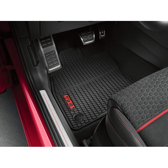 Volkswagen 5GV061550 041 Allwetterfußmatten vorne und hinten GTI Wabendesign, Set of 4, schwarz, aus Gummi