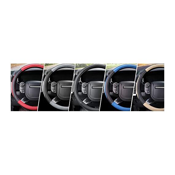 COFIT Anti-Rutsch Lenkradbezug Auto Lenkrad üBerzug Lenkradhülle Universal Mikrofaser Leder Autolenkradbezug Autozubehör L 39-40.5cm Beige and Schwarz