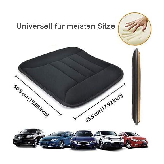 Big Ant Sitzkissen Auto TÜV-geprüfte Orthopädisches Autositzkissen Fahrersitz - Memory Foam Sitzauflage EXTRA DÜNN & ATMUNGSAKTIV Keilkissen Auto, Bürostuhl, PC-Stuhl - rutschfest, 50x40cm (1 Stück)