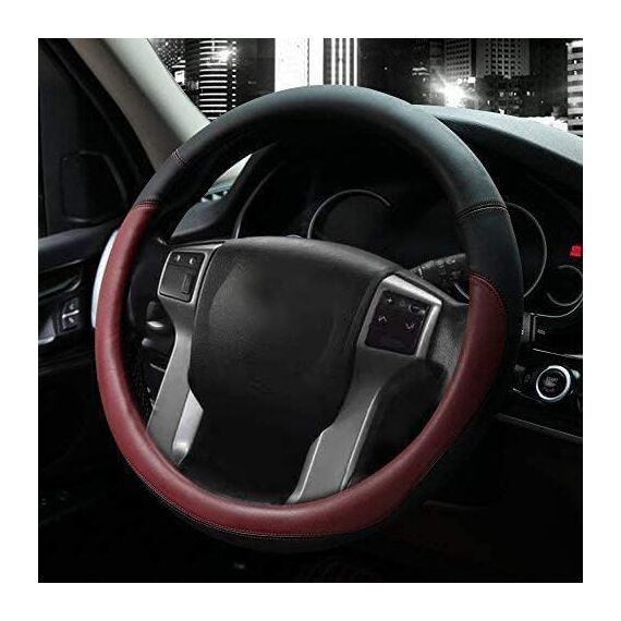 Valleycomfy Lenkradabdeckungen Für Frauen Männer Universal 37-39cm Auto Lenkradabdeckung Kunstleder, Weinrot