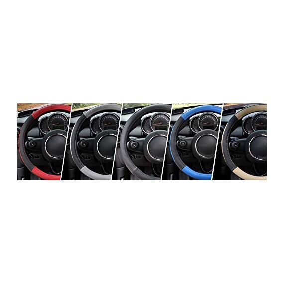 COFIT Anti-Rutsch Lenkradbezug Auto Lenkrad üBerzug Lenkradhülle Universal Mikrofaser Leder Autolenkradbezug Autozubehör S 35.5-36cm Schwarz