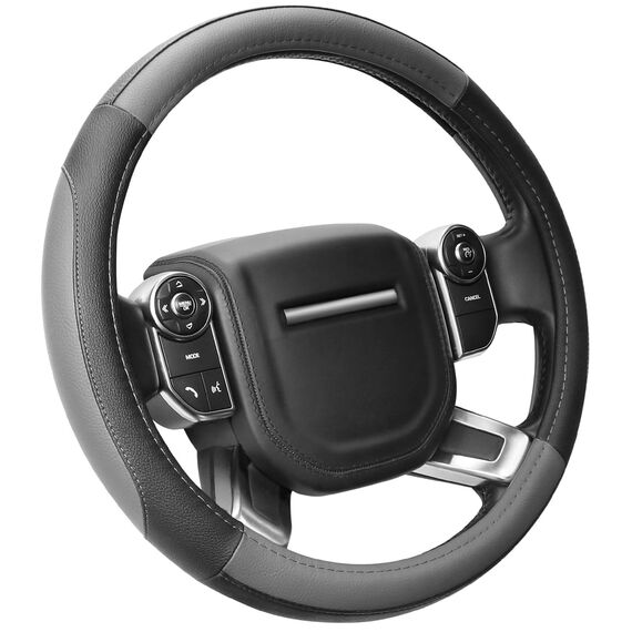 COFIT Anti-Rutsch Lenkradbezug Auto Lenkrad üBerzug Lenkradhülle Universal Mikrofaser Leder Autolenkradbezug Autozubehör M 35.5-36cm Grau and Schwarz