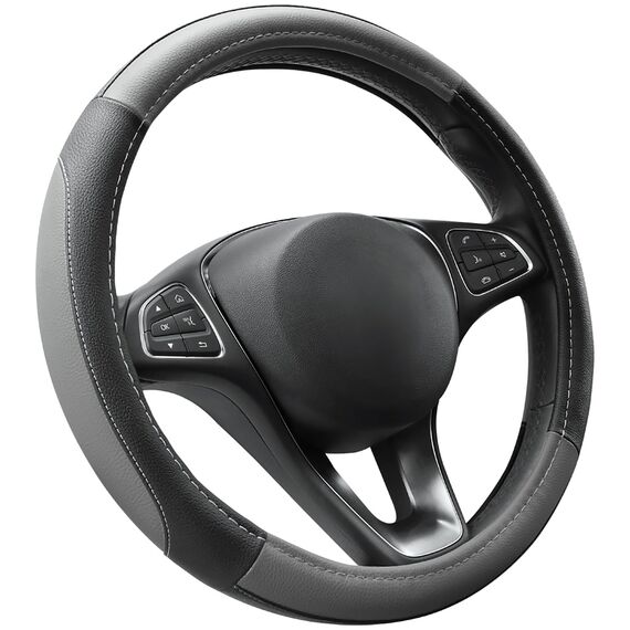 COFIT Anti-Rutsch Lenkradbezug Auto Lenkrad üBerzug Lenkradhülle Universal Mikrofaser Leder Autolenkradbezug Autozubehör M 37-38cm Grau and Schwarz