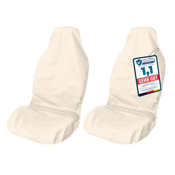LIONSTRONG® Autositzschoner Vordersitz universell kompatibel [WASSERDICHT] - Autositzbezüge Vordersitze - Sitzschoner Sitzbezüge Auto - Autositz Sitzschutz - Werkstattschoner - Polyester Beige 2 St.