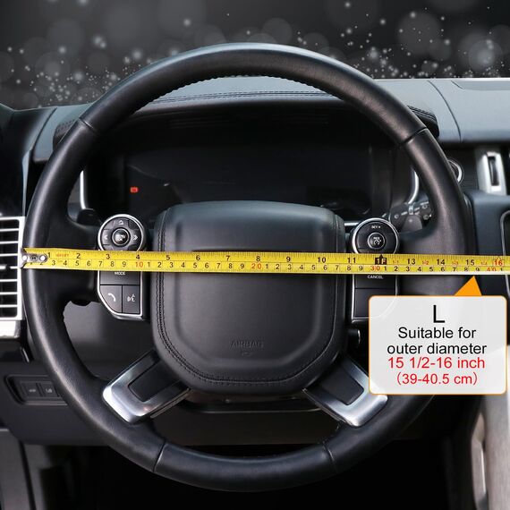 COFIT Lenkradbezug Auto Universal LenkradhüLle Anti-Rutsch Lenkrad üBerzug Mikrofaser Leder Lenkradschutz L 39-40.5cm Schwarz