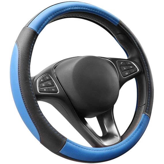 COFIT Anti-Rutsch Lenkradbezug Auto Lenkrad üBerzug Lenkradhülle Universal Mikrofaser Leder Autolenkradbezug Autozubehör M 37-38cm Blau and Schwarz