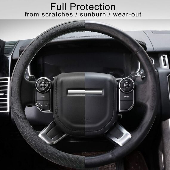 COFIT Lenkradbezug Auto Universal LenkradhüLle Anti-Rutsch Lenkrad üBerzug Mikrofaser Leder Lenkradschutz L 39-40.5cm Schwarz
