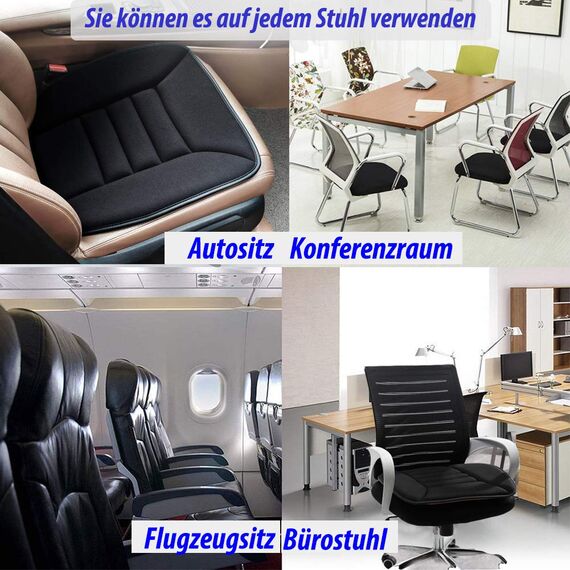 Big Ant Sitzkissen Auto TÜV-geprüfte Orthopädisches Autositzkissen Fahrersitz - Memory Foam Sitzauflage EXTRA DÜNN & ATMUNGSAKTIV Keilkissen Auto, Bürostuhl, PC-Stuhl - rutschfest, 50x40cm (1 Stück)