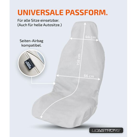 LIONSTRONG® Autositzschoner Vordersitz universell kompatibel - Saugfähige Autositzbezüge Vordersitze - Sitzschoner Sitzbezüge Auto - Autositz Sitzschutz - Werkstattschoner - Microfleece 2 Stück