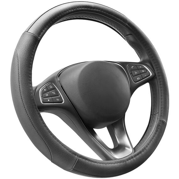 COFIT Anti-Rutsch Lenkradbezug Auto Lenkrad üBerzug Lenkradhülle Universal Mikrofaser Leder Autolenkradbezug Autozubehör M 37-38cm Schwarz