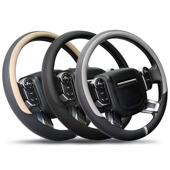 COFIT Lenkradbezug Auto Universal LenkradhüLle Anti-Rutsch Lenkrad üBerzug Mikrofaser Leder Lenkradschutz L 39-40.5cm Schwarz