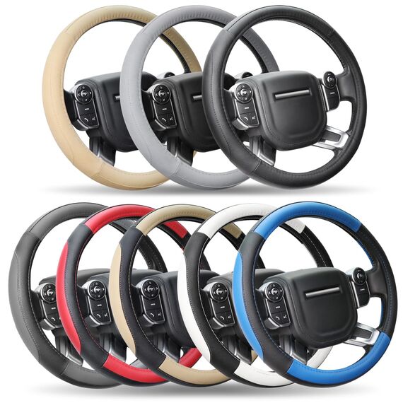 COFIT Anti-Rutsch Lenkradbezug Auto Lenkrad üBerzug Lenkradhülle Universal Mikrofaser Leder Autolenkradbezug Autozubehör M 35.5-36cm Grau and Schwarz