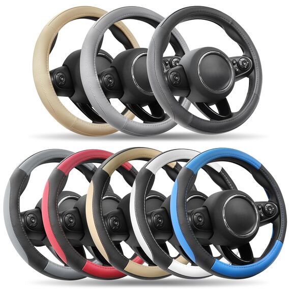 COFIT Anti-Rutsch Lenkradbezug Auto Lenkrad üBerzug Lenkradhülle Universal Mikrofaser Leder Autolenkradbezug Autozubehör M 37-38cm Beige