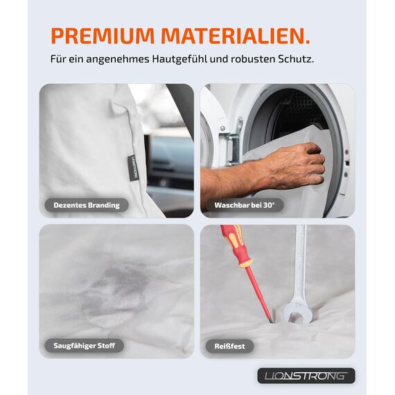 LIONSTRONG® Autositzschoner Vordersitz universell kompatibel - Saugfähige Autositzbezüge Vordersitze - Sitzschoner Sitzbezüge Auto - Autositz Sitzschutz - Werkstattschoner - Microfleece
