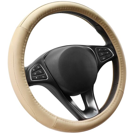 COFIT Anti-Rutsch Lenkradbezug Auto Lenkrad üBerzug Lenkradhülle Universal Mikrofaser Leder Autolenkradbezug Autozubehör M 37-38cm Beige