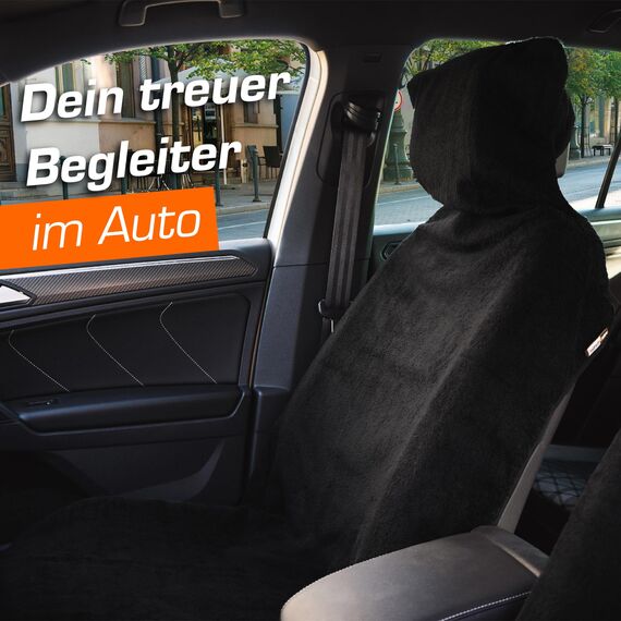 Upgrade4cars 2 x Frottee Autositzschoner für Vordersitze | Fahrersitz Schonbezug aus Baumwolle in Schwarz | Handtuch Autositzauflage für Sport, Arbeit, Sommer & Winter