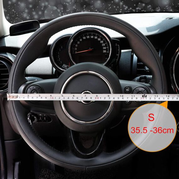 COFIT Anti-Rutsch Lenkradbezug Auto Lenkrad üBerzug Lenkradhülle Universal Mikrofaser Leder Autolenkradbezug Autozubehör S 35.5-36cm Schwarz