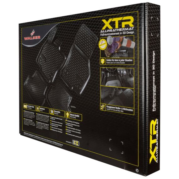 WALSER XTR Gummi Fussmatten Auto für VW Passat/Passat Variant 2010-2015, Passat Alltrack 2012-2014, 100% passgenaue Auto Fußmatten, robuste Universal Fußmatte Auto, Gummimatten Auto