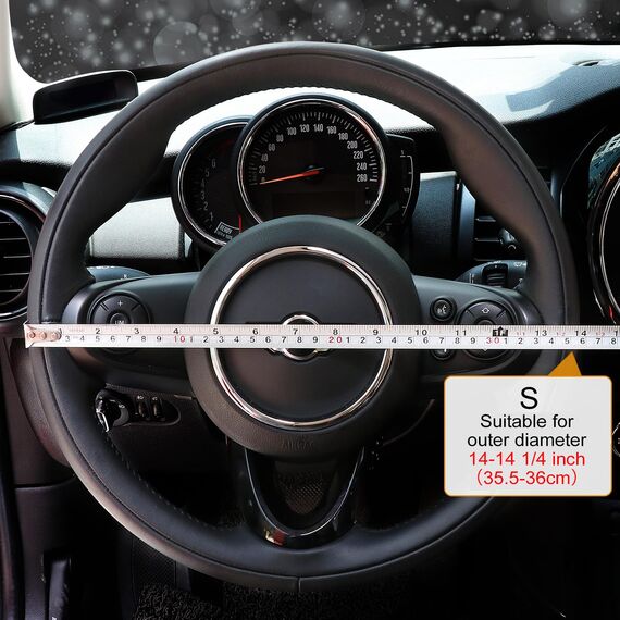 COFIT Lenkradbezug Auto Universal LenkradhüLle Anti-Rutsch Lenkrad üBerzug Mikrofaser Leder Lenkradschutz S 35.5-36cm Schwarz