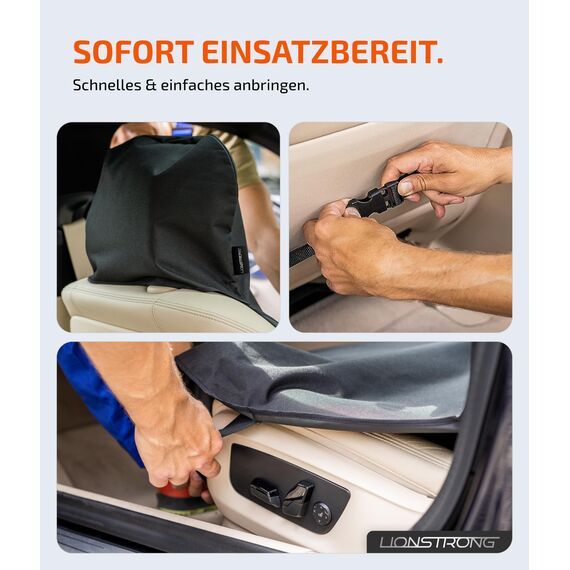 LIONSTRONG® Autositzschoner Vordersitz universell kompatibel [WASSERDICHT] - Autositzbezüge Vordersitze - Sitzschoner Sitzbezüge Auto - Autositz Sitzschutz - Werkstattschoner - Polyester 2 Stück