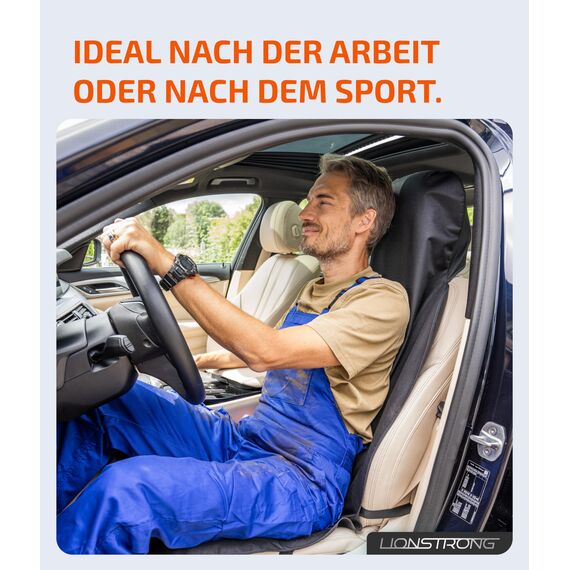 LIONSTRONG® Autositzschoner Vordersitz universell kompatibel [WASSERDICHT] - Autositzbezüge Vordersitze - Sitzschoner Sitzbezüge Auto - Autositz Sitzschutz - Werkstattschoner - Polyester 2 Stück
