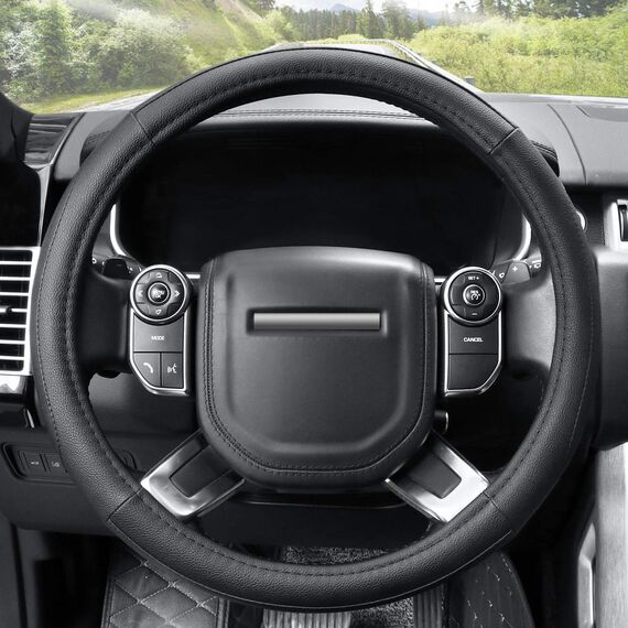 COFIT Anti-Rutsch Lenkradbezug Auto Lenkrad üBerzug Lenkradhülle Universal Mikrofaser Leder Autolenkradbezug Autozubehör L 39-40.5cm Schwarz