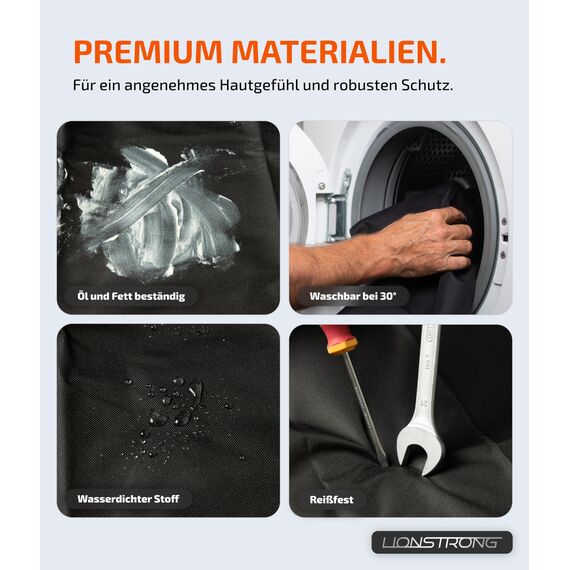 LIONSTRONG® Autositzschoner Vordersitz universell kompatibel [WASSERDICHT] - Autositzbezüge Vordersitze - Sitzschoner Sitzbezüge Auto - Autositz Sitzschutz - Werkstattschoner - Polyester Rot