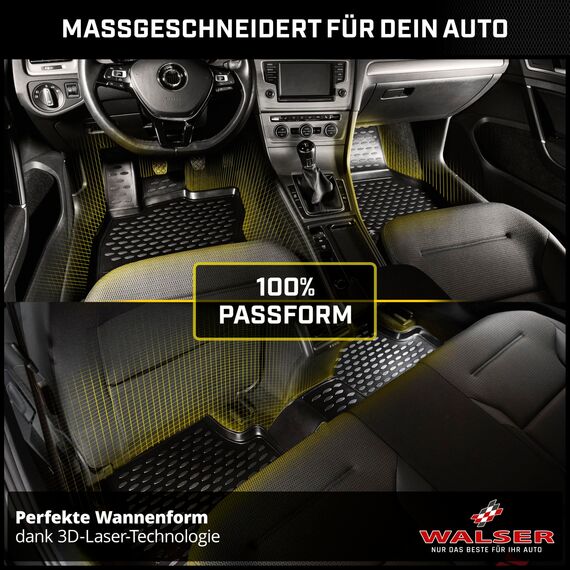 WALSER XTR Gummi Fussmatten Auto für VW Passat Kombi/Variant (B2, B3, B5) 1996-2005, 100% passgenaue Auto Fußmatten, robuste Universal Fußmatte Auto, Gummimatten Auto, Auto Fussmatten Gummi
