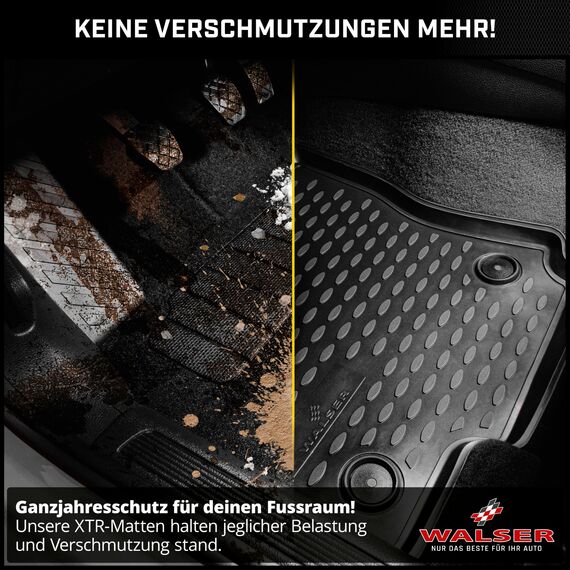 WALSER XTR Gummi Fussmatten Auto für VW Passat/Passat Variant 2010-2015, Passat Alltrack 2012-2014, 100% passgenaue Auto Fußmatten, robuste Universal Fußmatte Auto, Gummimatten Auto