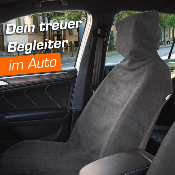 Upgrade4cars Frottee Autositzschoner für Vordersitze | Fahrersitz Schonbezug aus Baumwolle in Grau | Handtuch Autositzauflage für Sport, Arbeit, Sommer & Winter