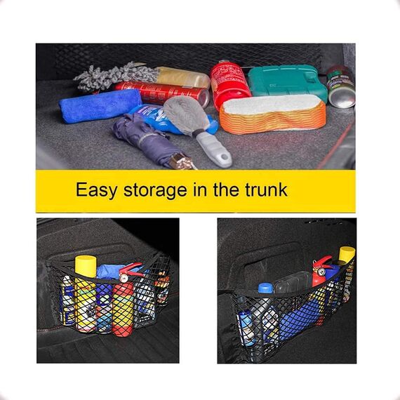EINESIN Kofferraum Netztasche Auto Gepäcknetz, Universal Kofferraumnetz Schutznetz Elastisch Kofferraum Aufbewahrung Netz Mit Klettverschluss für Auto/SUV Kofferraum Gepäcknetz