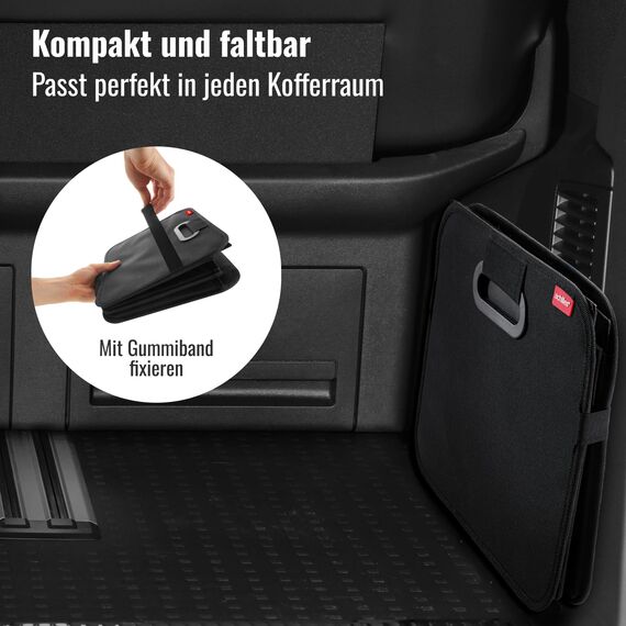 achilles Auto Kofferraum Organizer XL – Kofferraumtasche XL mit viel Stauraum – Geräumige & Pflegeleichte Faltbox – Auto Zubehör Innenraum Organizer – Stabiler Boden & Tragegriff – Schwarz