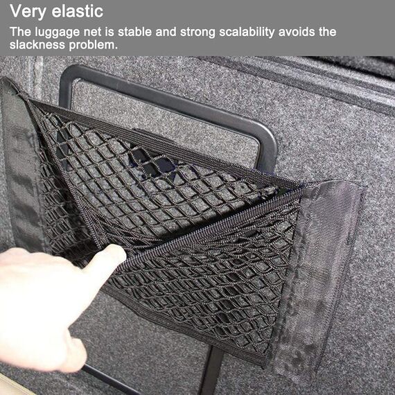 EINESIN Kofferraum Netztasche Auto Gepäcknetz, Universal Kofferraumnetz Schutznetz Elastisch Kofferraum Aufbewahrung Netz Mit Klettverschluss für Auto/SUV Kofferraum Gepäcknetz