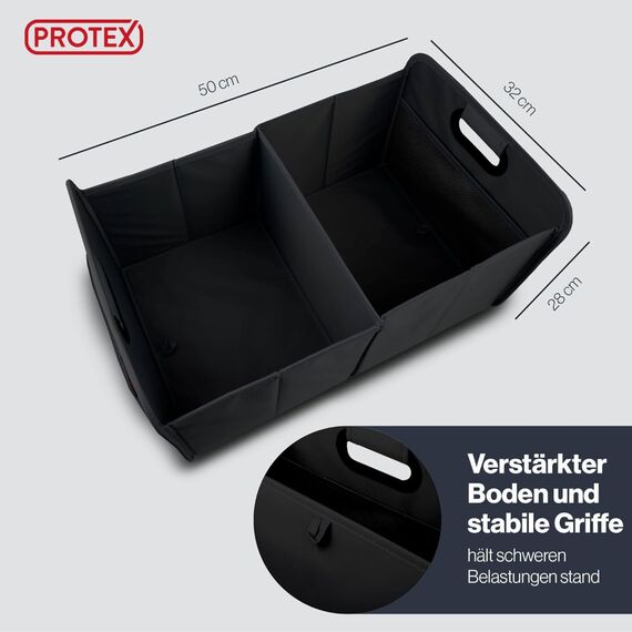 PROTEX Kofferraum Organizer [Testsieger 2025] 44L Auto Kofferraumtasche | Organizer Auto | Faltbare, stabile und wasserdichte Kofferraumtasche (schwarz)