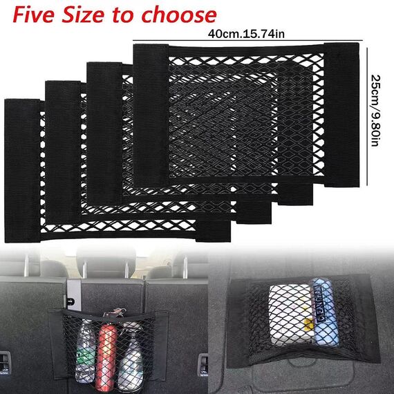 EINESIN Kofferraum Netztasche Auto Gepäcknetz, Universal Kofferraumnetz Schutznetz Elastisch Kofferraum Aufbewahrung Netz Mit Klettverschluss für Auto/SUV Kofferraum Gepäcknetz