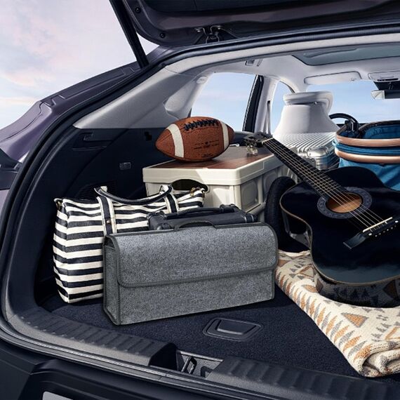 VBGURR 1Stück Kofferraum Organizer, Auto Kofferraum Organizer, Filz Auto box kofferraumtasche Toolbag - Geeignet für alle Fahrzeuge (Grau)