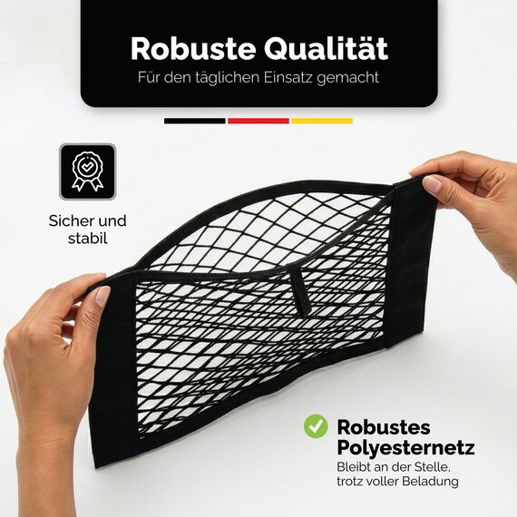 Vicera Kofferraum Netztasche Auto mit Klett • Kofferraumnetz zum Aufbewahren & Verstauen • Kofferraum Netztasche Klett 40x25 cm 2er Set • Aufbewahrungsnetz Auto