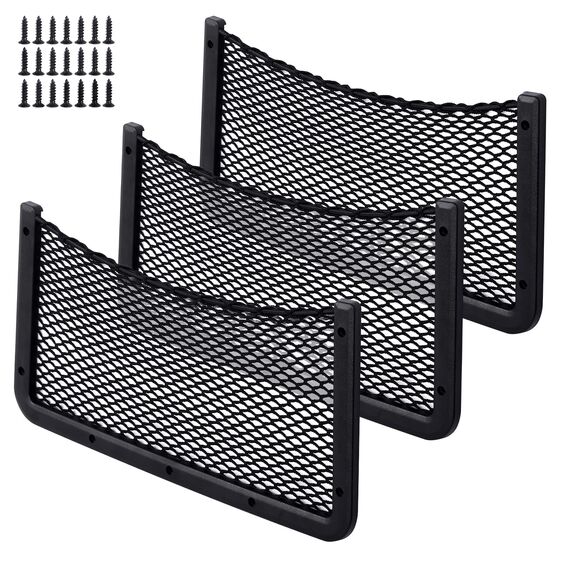UIHOL Kofferraum Netztasche 3 Stück, Auto Aufbewahrungsnetz Gepäcknetz Tasche 40 * 20CM, Multifuntionales Autositz Ablagenetz, Utensiliennetz für Wohnmobil,Boote,Zuhause (Starke Elastizität Netz)