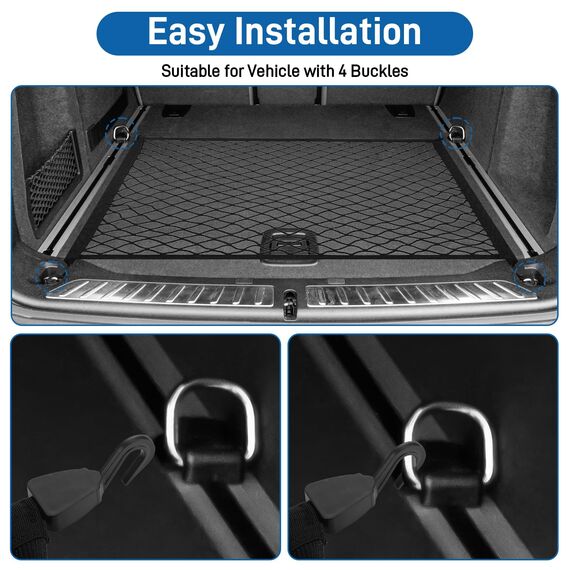 Yimomoyi Groß Gepäcknetz Auto, Kofferraumnetz 100X80cm Erstreckt Sich auf 210x140cm, Kofferraum Netz Mit 4 Haken, Gepäcknetz Wohnmobil für die Meisten Autos, Elastischer Rand hält Lasten Fester
