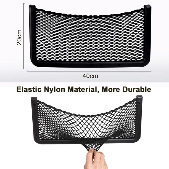 UIHOL Kofferraum Netztasche 3 Stück, Auto Aufbewahrungsnetz Gepäcknetz Tasche 40 * 20CM, Multifuntionales Autositz Ablagenetz, Utensiliennetz für Wohnmobil,Boote,Zuhause (Starke Elastizität Netz)
