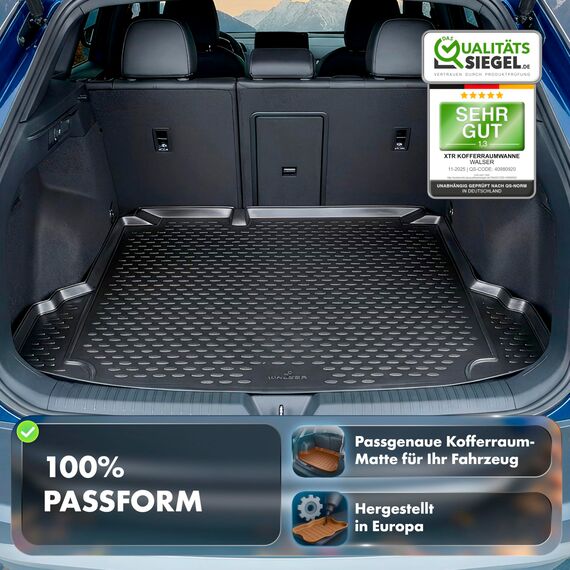 WALSER XTR Kofferraumwanne für VW Golf 7 Variant 04/2013-2021, 100% passgenaue Antirutschmatte Auto, Gummimatte Auto, Kofferraum Schutzmatte, Anti Rutsch Matte Gummi, Auto Gummimatten