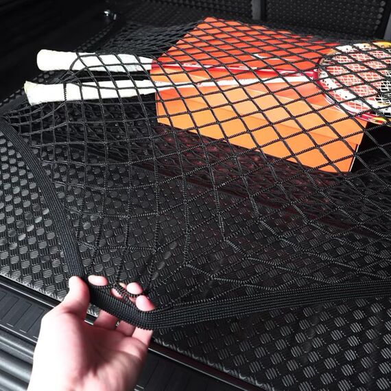 OMJMYY Kofferraumnetz Gepäcknetz Auto 80x100cm Erstreckt Sich auf 210x140cm Kofferraum Netz Aufbewahrung Netz für Kofferraum Autodach mit 4 ABS Haken für die Meisten Autos