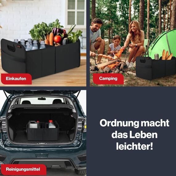 PROTEX Kofferraum Organizer [Testsieger 2025] 44L Auto Kofferraumtasche | Organizer Auto | Faltbare, stabile und wasserdichte Kofferraumtasche (schwarz)