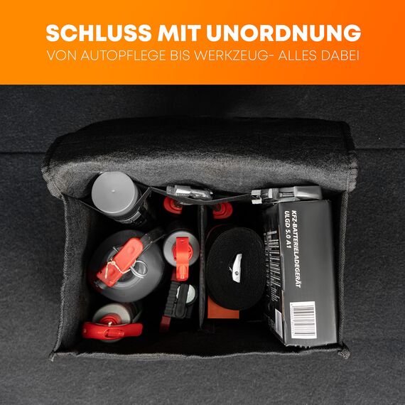 Upgrade4cars Auto Kofferraumtasche aus Filz mit Klett Fixierung Kfz Kofferraum Organizer Tasche für Werkzeug & Autopflege Autozubehör Innenraum Gadget Geschenke für Frauen Männer